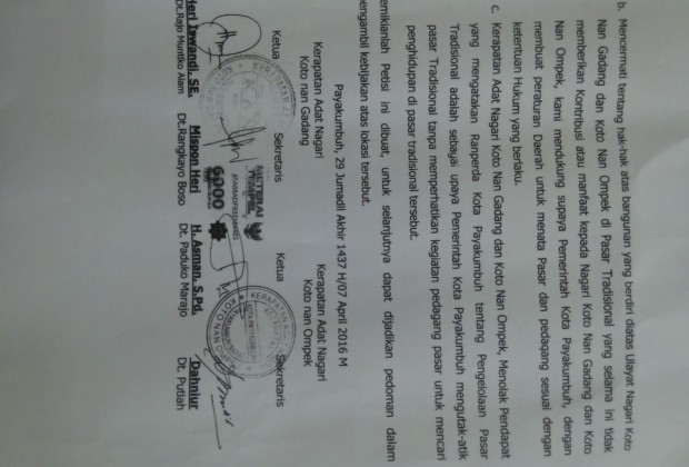 Petisi Bersama tentang Penegasan Hak Ulayat Nagari (3)